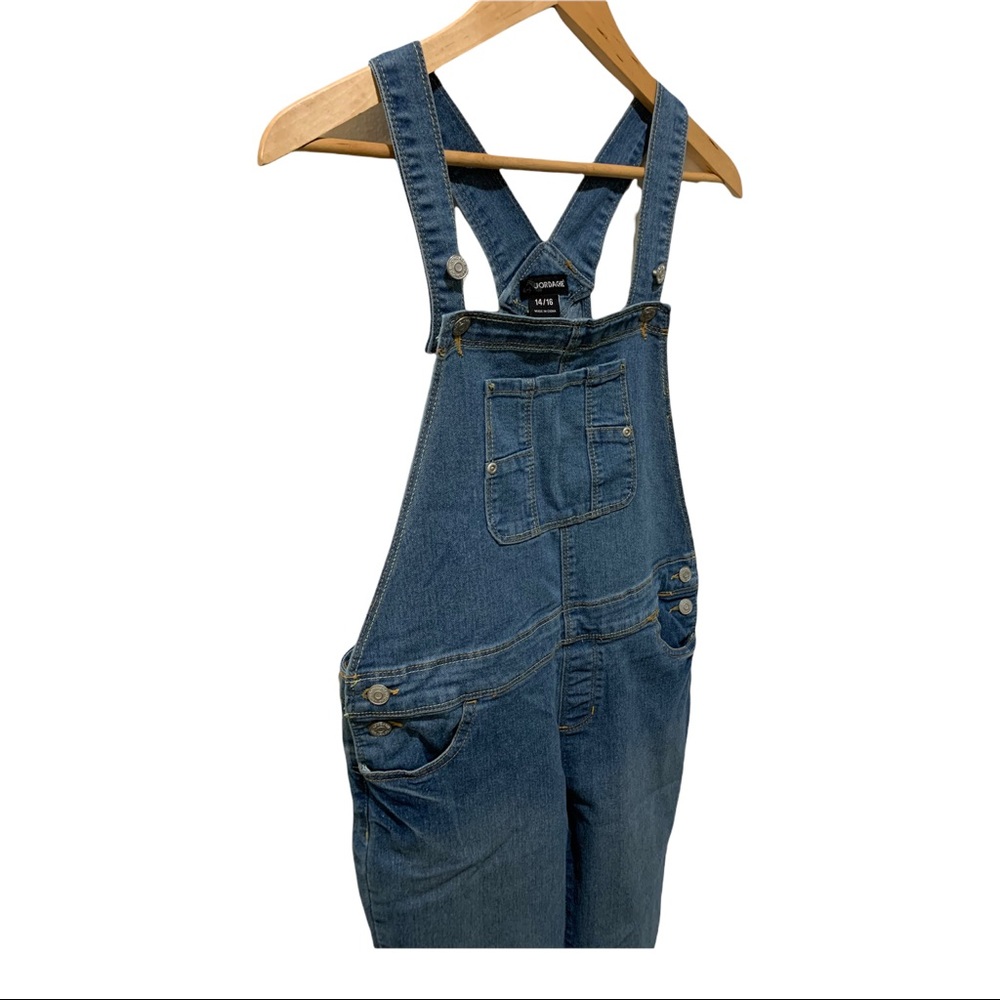 VINTAGE Y2K JORDACHE MEDIUM WASH BLUE DENIM LONG OVERALLS - Picture 7 of 16